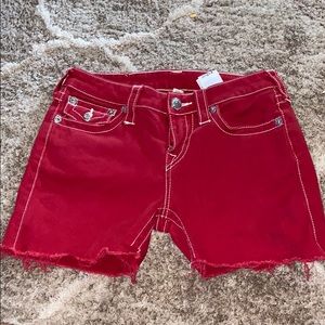 True religion red shorts